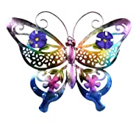 Decoración de Arte de Pared de Mariposa de Metal esculturas de Pared Coloridas para jardín- Patio- Cerca- Dormitorio…